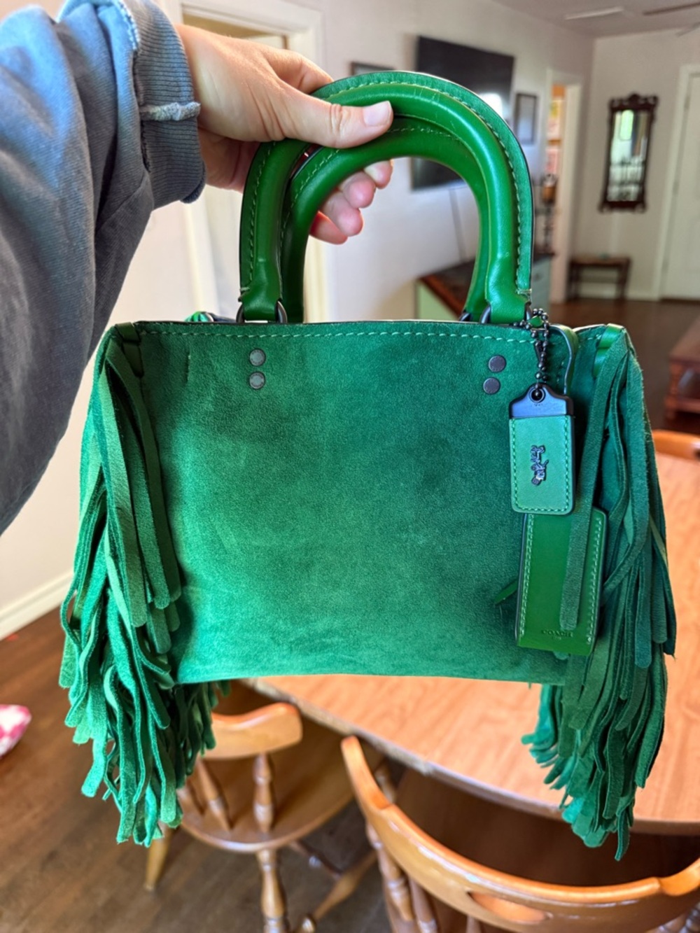 Coach Green Suede Fringe Rouge 25 EXTREMELY RARE!!! NWT! - Picture 5 of 15